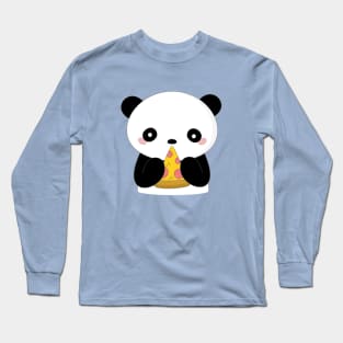 Kawaii Panda Loves Pizza T-Shirt Long Sleeve T-Shirt